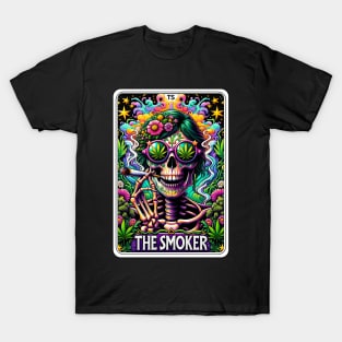 Smoker Girl Funny Skeleton Tarot Card T-Shirt